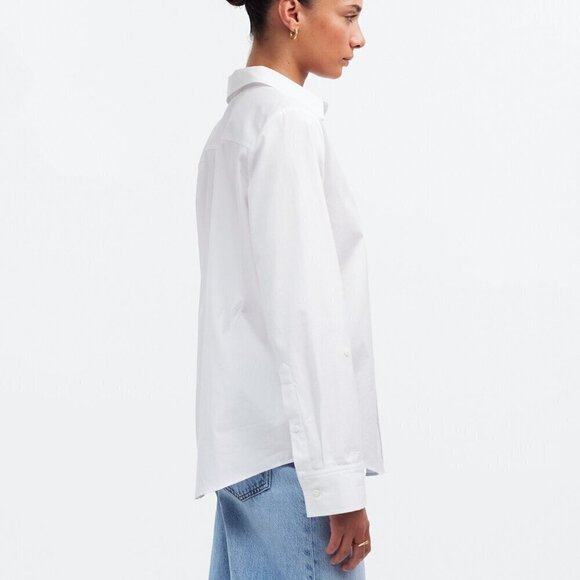 Madewell Relaxed Button Front Lightweight Cotton Poplin Shirt White Size L NWT - Picture 2 of 10